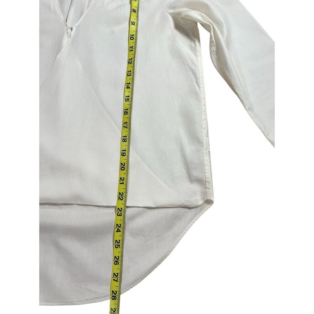 Rag & Bone Women White Top Silk Cotton XS Long Sleeves High Low - Picture 7 of 9